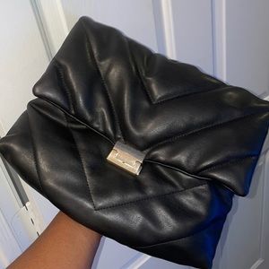 Zara black chevron hand bag